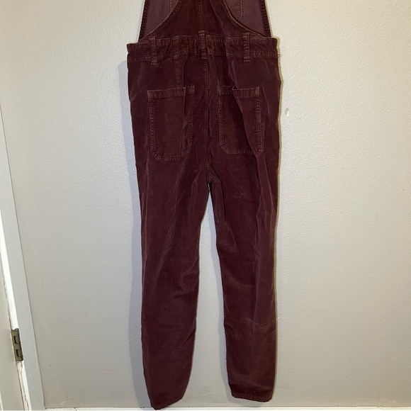 Free People Brown Slim Ankle Patch Pocket Corduroy Overalls Women’s Size 28 - Picture 9 of 11